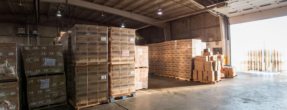 LiquiDonate image of inventory in a warehouse