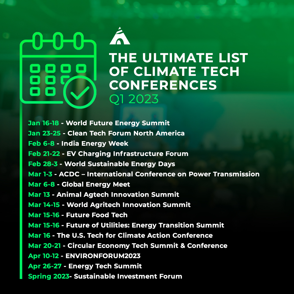 how to get started in climate tech: network - Q1 2023 conferences