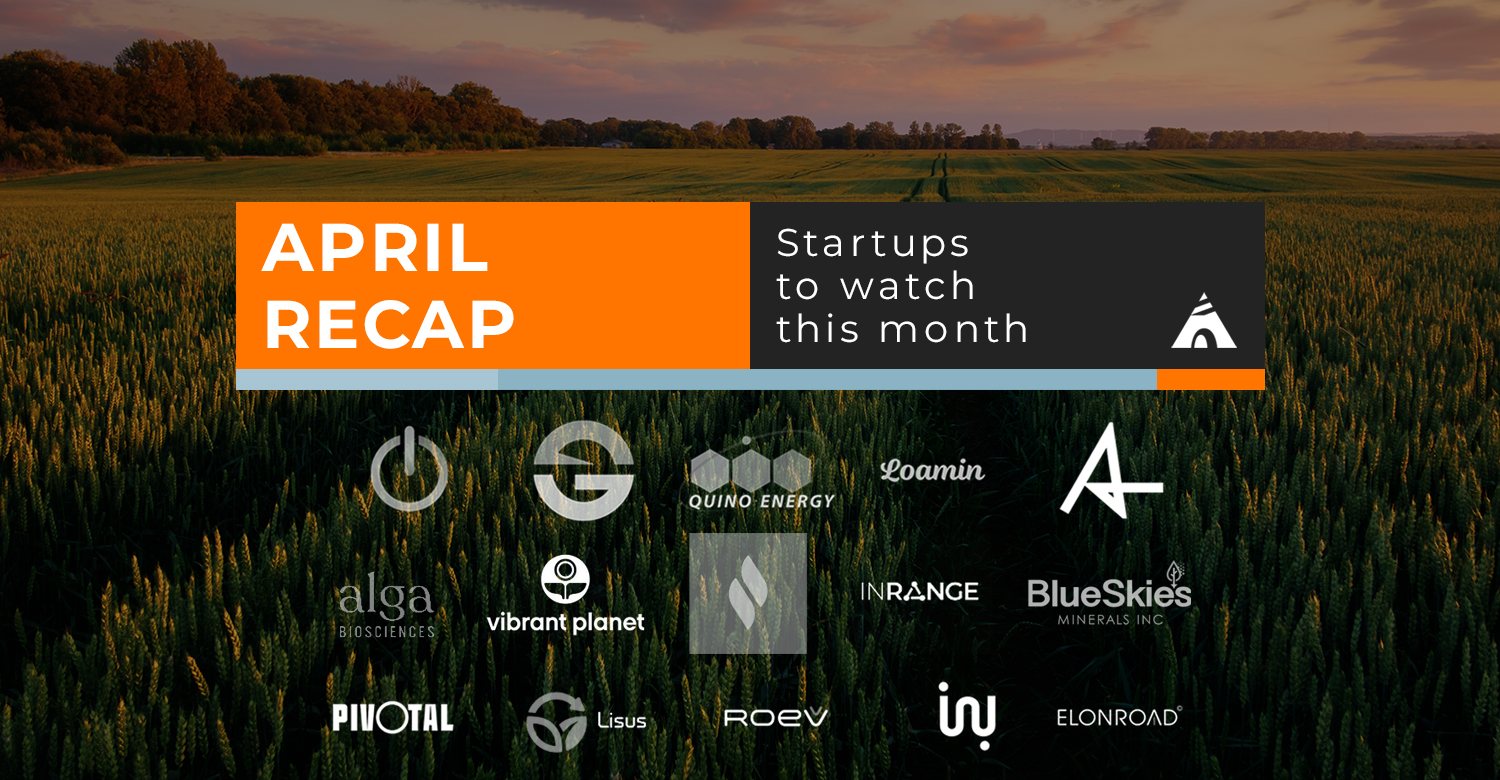 5 climate tech startups recap for April with all their logos